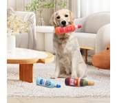 Juguete de peluche para perro, botella de vino y whisky, con sonido y textura, mordedor para perros medianos, pequeños y grandes. naranja