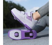 Zapatillas de deporte para niños con dos ruedas, patines para caminar, zapatos deportivos ultraligeros para niños y niñas 31 negro