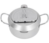 Olla para freír tempura estilo japonés, olla de hierro con doble asa y control de temperatura del aceite. L