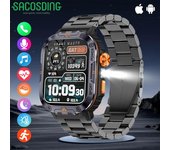 Reloj inteligente SACOSDING con pantalla grande de 2,0 pulgadas, reproducción de música local, linterna, llamadas Bluetooth, reloj inteligente deportivo para exteriores con IA y voz para hombre