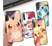 PK17 Pikachu Cartoon - Funda blanda negra para Xiaomi Poco X6 X4 M5 M6 F5 F6 C65 C55 C50 C51 C40 Pro Redmi 14C A3X 13C 12C 11T 10A 9C Note 7 6 8A Plus Redmi Note 8T cuero de búfalo
