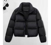 Abrigo de invierno para mujer, cuello alto, protección para el cuello, cierre de cremallera, mangas largas, resistente al viento, retención de calor, acolchado, chaqueta de exterior ajustada para hombre S café