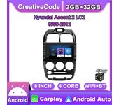 Reproductor de vídeo Multimedia Android Radio para coche de 8 pulgadas navegación GPS para Hyundai Accent 2 LC2 1999-2012 con botón perilla estéreo Carplay 2 + 32GB 1+32GB