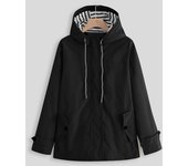 Chaqueta impermeable unisex con capucha y manga larga con cremallera para hombre y mujer, impermeable a prueba de viento, para senderismo, acampada y exteriores XL negro