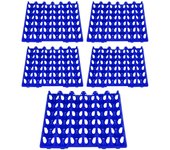 5 hueveras de plástico de 30 celdas para almacenamiento, transporte, hogar y granja. azul