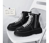 Calzado de otoño e invierno Botas de cuero de caña alta informales con punta redonda y tacón medio para hombre 39 negro