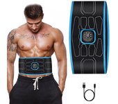 Estimulador muscular Abs, tóner eléctrico EMS, cinturón de entrenamiento con vibración Abdominal, cinturones de Fitness, masajeador adelgazante para pérdida de peso y cintura corporal azul
