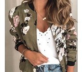 Chaqueta Bomber elegante con cremallera para mujer, chaquetas con estampado Floral para primavera y otoño, ropa de oficina, abrigo ajustado para oficina, prendas de vestir Retro XXXXXL blanco