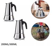 Cafetera italiana de acero inoxidable con tapa Moka de 4/6 tazas, cafetera de café expreso con percolador, cafetera de estufa