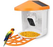 Cámara de observación de aves, alimentador inteligente inalámbrico para pájaros, visión nocturna con energía Solar, 1080P naranja