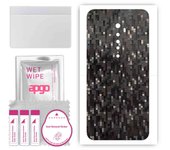 apgo Protective Skin Sticker for the back compatible with Oppo Reno2, Wrap Film, Foil, Vinyl - Pattern Carbon Black Pixel