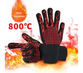 Guantes para barbacoa resistentes a altas temperaturas, guantes para asar a la parrilla con aislamiento térmico para chimenea, guantes para horno anti-escaldaduras para parrilla de cocina