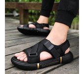 Sandalias casuales para hombre, zapatos de verano, sandalias para hombre, sandalias para exteriores, transpirables, cómodas, sin cordones, zapatos abiertos de talla grande, sandalias para hombre 6.5 negro