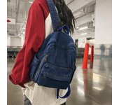 Mochila escolar de lona lavada para niña, mochila de viaje para estudiantes de secundaria azul claro