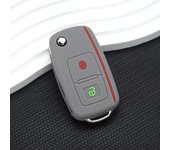 Funda de silicona para llave de coche con 2 botones, carcasa Fob para Volkswagen, VW, Bora, Polo, Tiguan, Jetta, Passat B5, B6, B7, Golf Beetle, Skoda Octavia negro