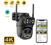 Nueva UE 4K 4/8MP WiFi Cámara de vigilancia interior Lente dual Zoom digital 4x AI Detección humana Seguridad impermeable al aire libre Cámara IP PTZ ICSEE 4MP NO SD Card