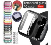 Protector de vidrio templado para iwatch, funda para Apple Watch SE 7 6 5 4 3 2 1 45mm 41 mm 44 mm 40 mm 42mm 38mm, protector de pantalla de parachoques 41mm series 7