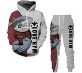 Conjunto de suéter con capucha y estampado deportivo en 3D de animales para hombre, ropa informal, chándal de manga larga, otoño e invierno XS