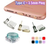 Tapón antipolvo para auriculares Samsung S10, Macbook, puerto de carga tipo C con conector de 3,5 mm azul