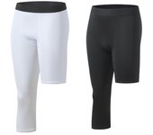 Pantalones cortos de ejercicio de capa Base para hombre, mallas deportivas ajustadas para correr, mallas de una pierna, pantalones cortos de baloncesto, Yoga y Fitness S negro