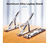 Soporte ajustable para ordenador portátil de 6 engranajes, plegable, portátil, de aleación de aluminio, antideslizante, para tableta y portátil plata