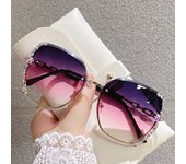 Gafas de sol retro de gran tamaño con montura UV400 para mujer, gafas de sol vintage a la moda sin montura con lentes de colores degradados