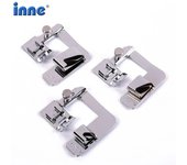 Accesorios para máquinas de coser INNE, 3 uds., accesorio para prensatelas, Material, prensatelas, juego para enrollado