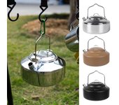 Mini tetera de acero inoxidable para acampar al aire libre de 1 l, cafetera para montañismo, pesca, tetera portátil para cocinar en camping plata
