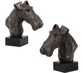 Fox Terrier Wire - Dog statue, bust on stone base, sculpture, trophy for dog show by Art-Dog brand marrón