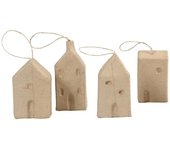Maisons en papier mâché - De 10 à 12 cm - 4 pcs