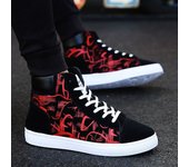 Zapatillas de deporte altas de moda para hombre de primavera y otoño, zapatillas de deporte de marca transpirables y frescas para hombre, zapatillas negras, rojas y azules 39 negro