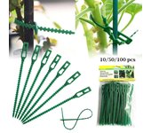 10/50/100 Piezas Bridas de plástico ajustables para plantas Envoltura de plástico ajustable Clips de soporte para escalada de árboles de jardín Clips para tallos de tomate 13cm  10pcs