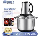 Picadora de carne eléctrica Simmo de 3 l/5 l, licuadora, procesadora de alimentos de acero inoxidable, licuadora de gran capacidad, picadora de carne 2L