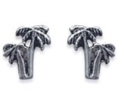 Les Trésors De Lily [J3864] - Boucles Argent 'Palmiers' argenté vieilli - 6x6 mm plata
