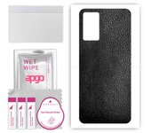 apgo Protective Skin Sticker for the back compatible with Vivo V21, Wrap Film, Foil, Vinyl - Pattern Black Leather
