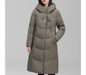 Chaquetas largas de invierno para mujer, abrigos de plumón con bordado vintage, con capucha, elegantes, gruesos y cálidos, de talla grande, prendas de vestir exteriores para mujer XL negro