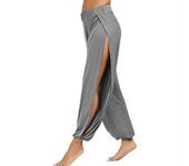 Nuevos pantalones de moda para mujer, pantalones de Yoga, pantalones Harem para mujer, pantalones de chándal de playa Hippie con abertura lateral XXXL blanco