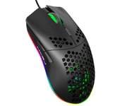 Ratón para juegos con cable USB HXSJ J900, ratón RGB para juegos con diseño ergonómico de seis DPI ajustables para negro