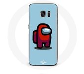 Coque pour Samsung Galaxy S6 edge Among Us jeu vidéo Fond bleu