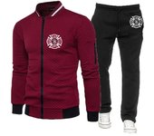 Conjunto de 2 piezas de chándal con estampado de equipo de rescate de bomberos para hombre, chándal de manga larga de algodón liso, moda para primavera y otoño, 2023 M