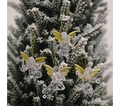 Adorno navideño con alas doradas y ángel transparente para colgar en el árbol de Navidad, decoración para fiestas de Año Nuevo