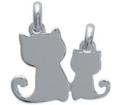 Les Trésors De Lily [J3095] - Pendentif Argent 'Chats' argenté (sécable) - 15x20 mm plata