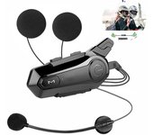 Casco Bluetooth manos libres para motocicleta, auriculares estéreo para teléfono móvil, GPS, MP3, altavoz de música blanco