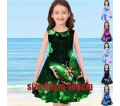 Vestido de princesa sin mangas con falda completa de mariposa con estampado 3D para niñas, vestido sin mangas con estampado de mariposas en 3D para niña, verano 2022 80 color rosa