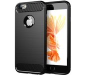 Funda de silicona suave a prueba de golpes para iPhone 6 6s Fundas de fibra de carbono para Apple iPhone 6s 6 Funda protectora trasera completa Coque Fundas for iPhone 6 negro