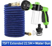 Manguera expandible de 75 pies, lanza de espuma, pistola de agua, juego de tuberías de agua, boquilla de alta presión de 3 grados, rociador, riego, jardín, lavado de autos