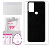 apgo Protective Skin Sticker for the back compatible with Motorola Moto G Play 2022, Wrap Film, Foil, Vinyl - Pattern Matte Black