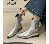 Botas de tobillo con punta puntiaguda para mujer, zapatos planos informales de invierno, botas Chelsea sexys de nuevo diseñador, zapatos de fiesta, botas de moto para mujer 35