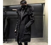 Parka de invierno con cuello grande para hombre, chaqueta de plumón, de longitud media, gruesa, cálida, de plumón de pato blanco, ropa de abrigo para hombre y mujer XXXL negro