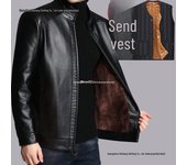 Chaqueta de cuero suave para hombre de mediana edad y mayores (2024) - Abrigo fino primavera/otoño M
